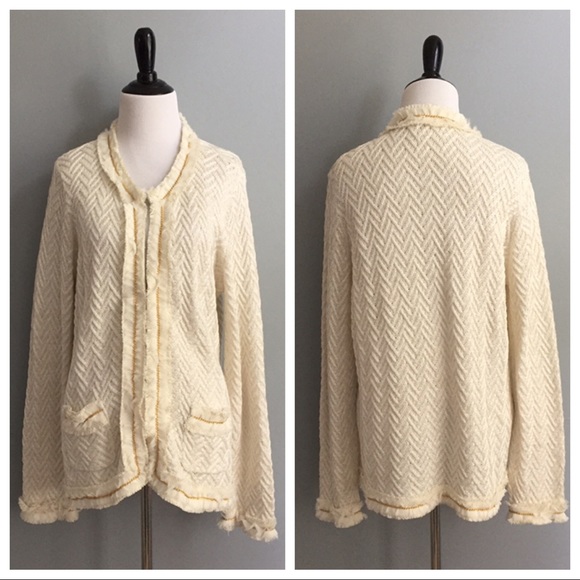 Chico’s cream & gold cardigan sweater - Picture 1 of 7
